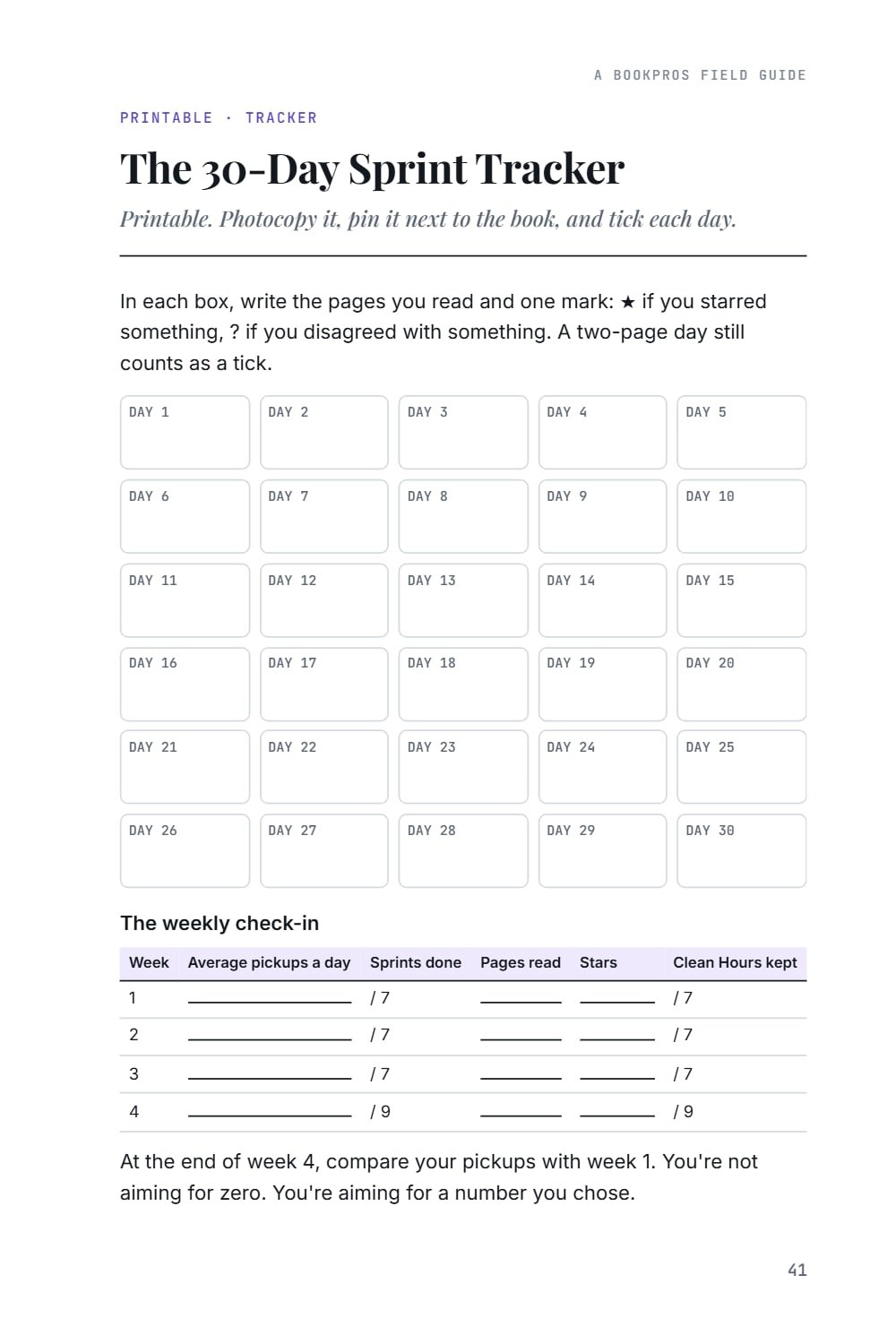 Printable 30-day tracker
